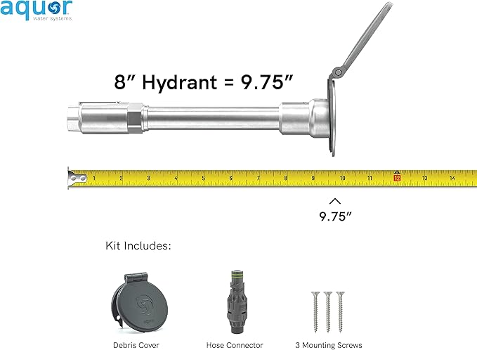 Aquor Wall Hydrant V1+ Frost-Free Outdoor Faucet with Quick-Connect and Anti-Siphon, 8 inch, Slate Gray Polymer