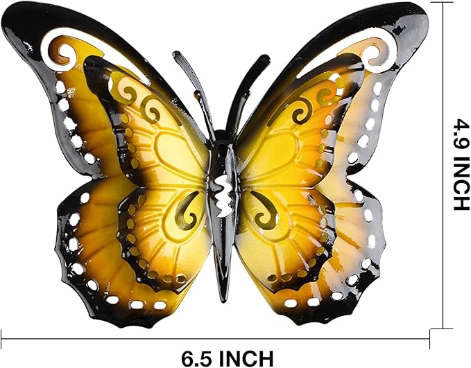 Metal Butterfly Wall Decor-6.5" Outdoor Fence Wall Art Decor Suitable for Garden Patio Balcony