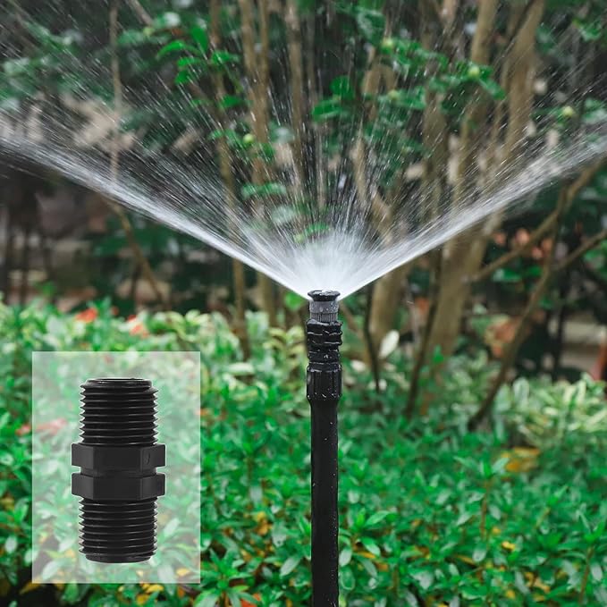 10 Pcs Head Pipe Riser 1/2 Inch MPT Double Male Pipe Thread Head Pipe Riser for Garden Lawn Irrigation System (1/2 male to 1/2 male straight coupling)