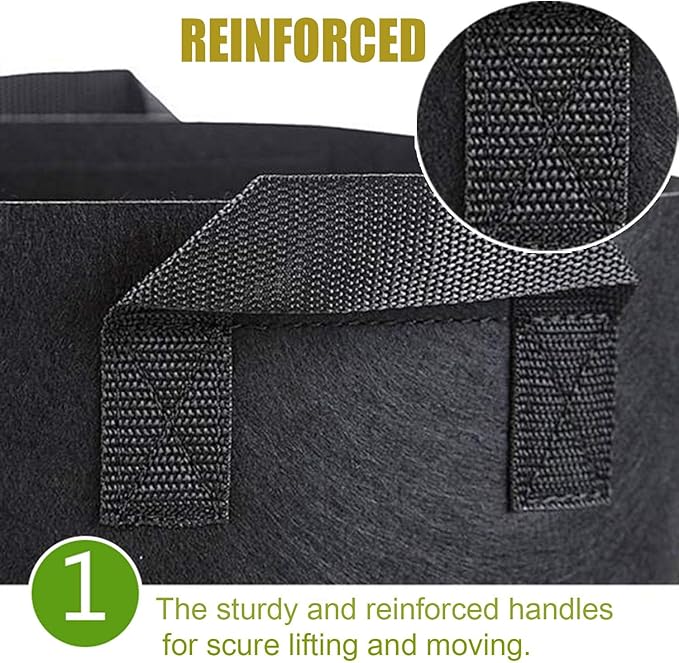 24-Pack 5 Gallon Grow Bags, Heavy Duty Thickened Non-Woven Plant Fabric Pots with Reinforced Handles