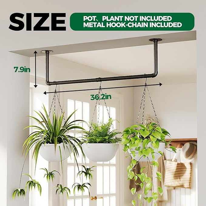 Bamworld Hanging Planters with 3 Hooks for Indoor Plants Plant Hanger Indoor Hanging Plant Holder Window Plant Shelves