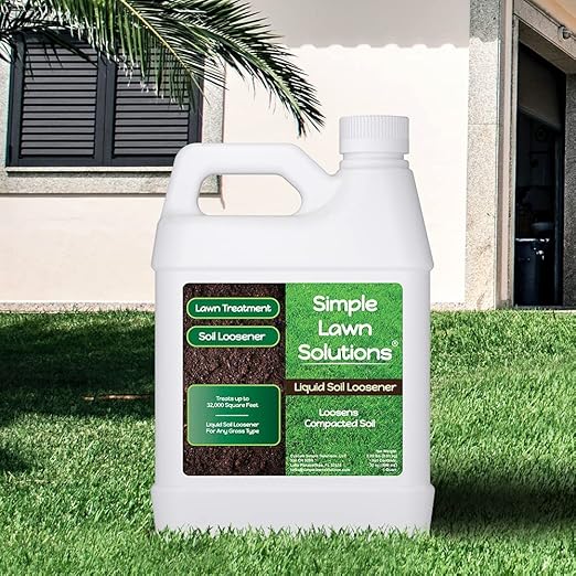 Liquid Soil Loosener- Soil Conditioner-Use alone or when Aerating with Mechanical Aerator or Core Aeration- Simple Lawn Solutions- Any Grass Type-Great for Compact Soils, Standing water, Poor Drainage