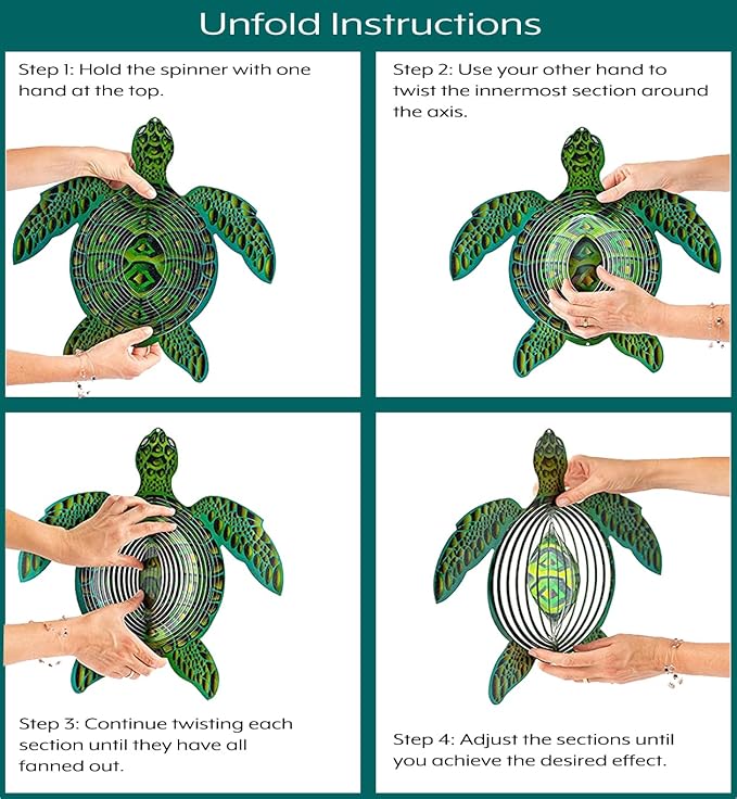 Turtle Ornament Wind Spinners for Yard and Garden, Metal Ornaments for Garden Décor, Outdoor Wind Spinner, Turtle Gifts for Turtle Lovers, Outdoor Garden Decoration, 12 inch Wall Décor by ISEO