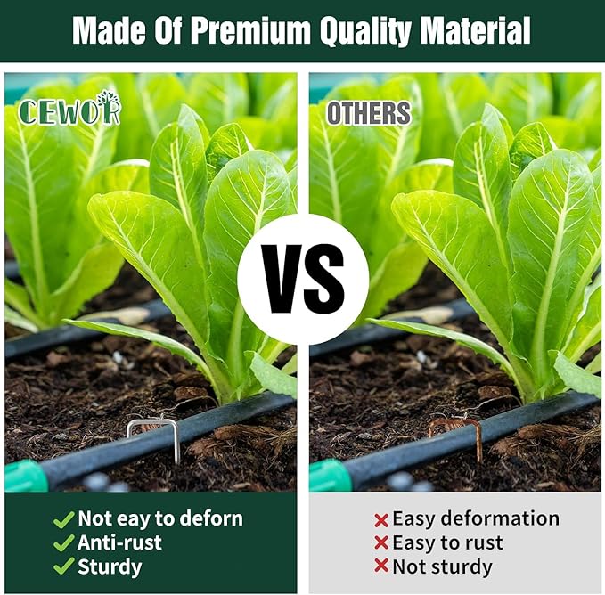 CEWOR 500 Pack 6 Inch Landscape Staples 11 Gauge Garden Stakes, Garden Staples Galvanized U-Shaped Pins Lawn Ground Yard Staples Fence Stakes for Landscaping Fabric Drip Irrigation