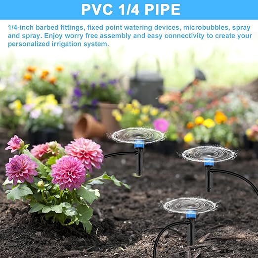 1/4 PVC Drip Irrigation Tubing, 100FT Drip Irrigation Hose, Misting Tubing or Blank Distribution Tubing for DIY Garden Irrigation Hydroponics System