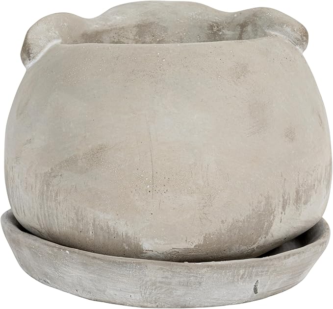 Creative Co-Op Cement Rabbit Planter with Saucer (Set of 2 Pieces)
