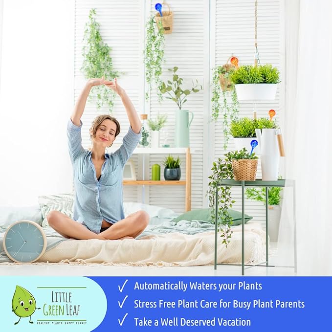 LGL Plant Watering Globes - 1 Piece. Decorative Self Watering Planter Inserts Made From Hand-Blown Durable Glass. Keep your Outdoors and Indoor Plants Healthy. Ideal Plant Lover Gift (1pk Small)