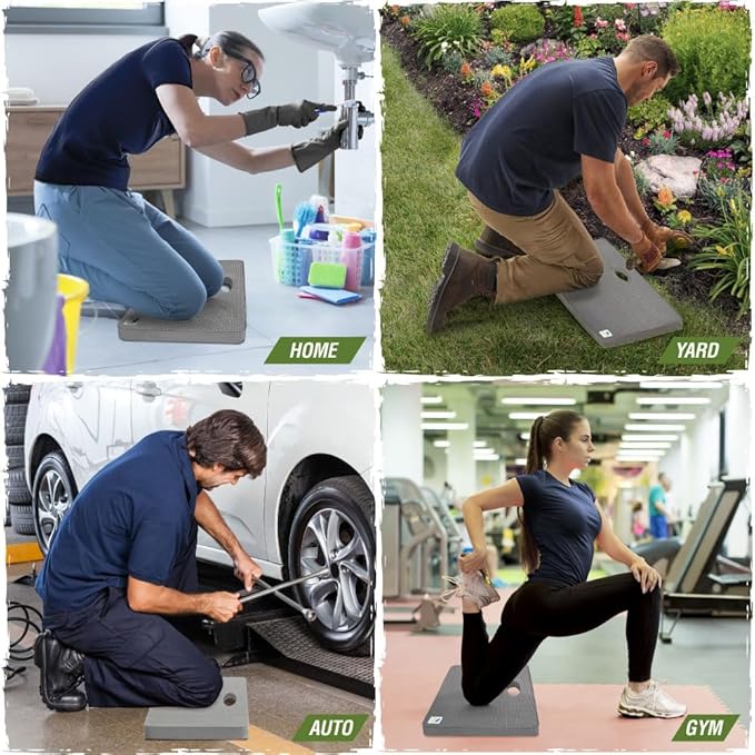 Rugged Rhino Soft Foam Kneeling Pad, Thick Knee Mat Resists Water, Durable Shock Absorbent Pads, Comfortable Strong Rebound, Gardening, Mechanic Tools, Bath Tub Essentials Slate Gray