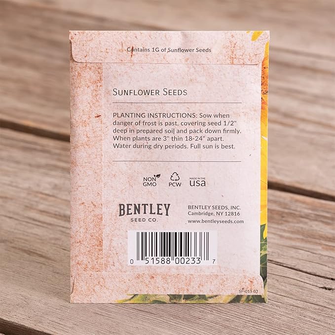 Bentley Thank You Packet - Sunflower Seeds - Pack of 25 - Perfect Eco-Friendly Thank You Gift - Non GMO