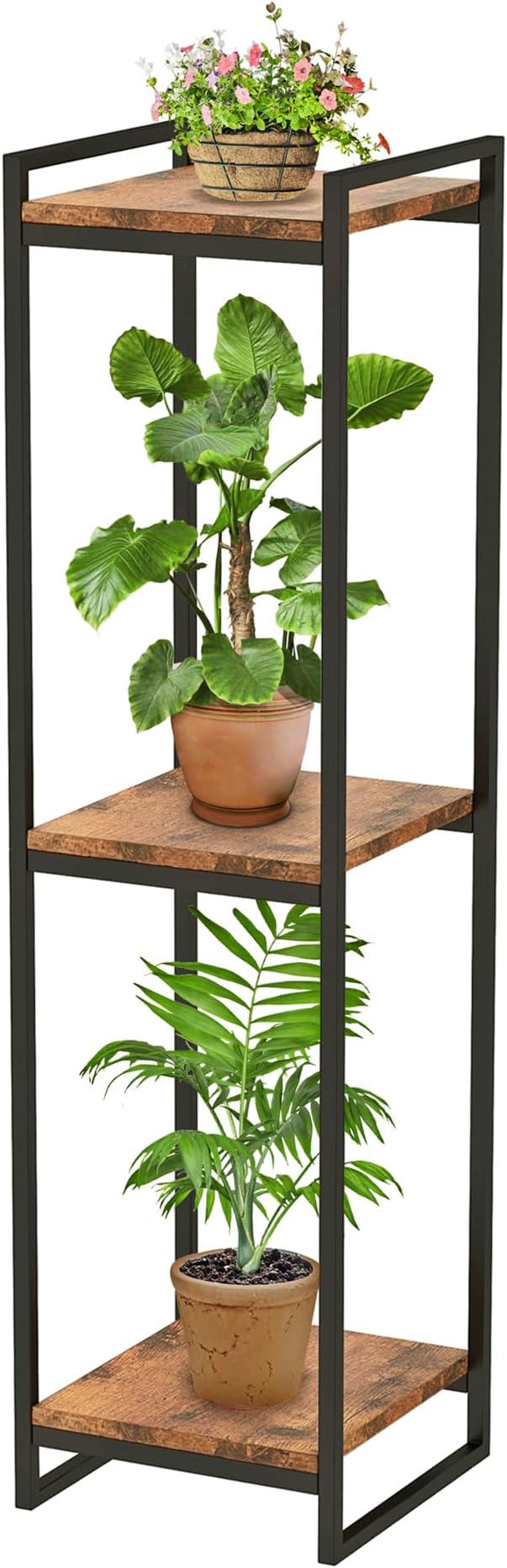 45" Tall Plant Stand Indoor, 3-Tier Modern Plant Shelf Corner Flower Pot Holder Organizer for Living Room Balcony Garden, Rustic Brown