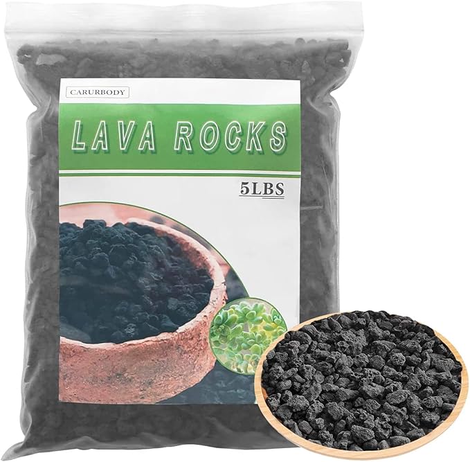 Black Lava Rocks for Plants -100% Pure Volcanic Rock No Dyes or Chemicals-Best Lava Stones Top Dressing for Cacti Succulents Plants,Bonsai-5LBS