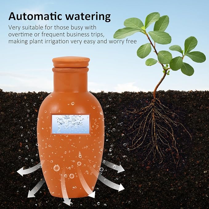 4pcs Ollas 3.1×3.1×6inch Terracotta Watering Pots Terracotta Self Watering Planter Insert Self Watering Planter with Terra Cotta Clay Irrigation Pots watering system for outdoor plants Irrigation