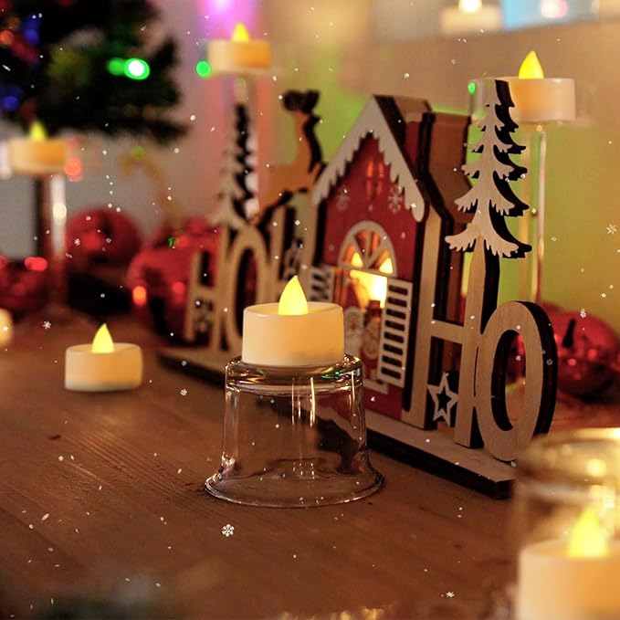 BEICHI Flameless Candles, 24Pack Battery Operated Candles, LED Tea Lights Candles Battery Operated, Flickering Fake Candles for Wedding Halloween Christmas Diwali- Warm Yellow