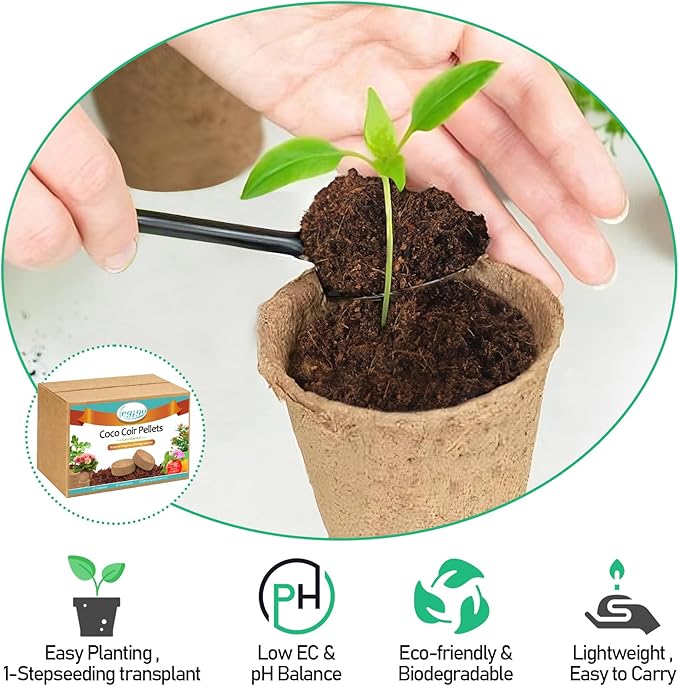 Legigo 100 Pcs 30mm Coco Coir Pellets Seed Starting Soil Mix- Compressed Coconut Coir Pellets Potting Soil Pods for Seedling, Coco Peat Soil Discs for Indoor & Outdoor Plants, Herb Vegetables Flowers