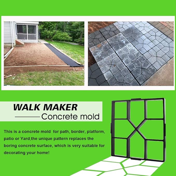 Walk Maker Reusable Concrete Molds Paving Lawn Patio Yard DIY Walkway Pavement (Cross Square)…
