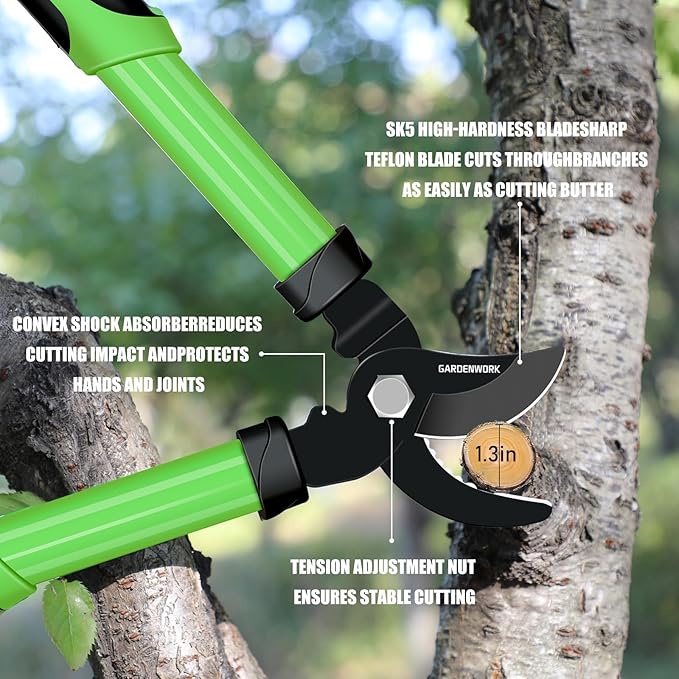 16'' Loppers for Tree Trimming,Tree Branch Cutter with SK5 Sharp Blade,Loppers for Tree Trimming Heavy Duty,1.3''Cutting Capacity for Shrubs and Bushes