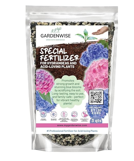Slow Release Hydrangea Fertilizer with Iron & Sulfur – Indoor & Outdoor Soil Acidifier for Miracle Growth (3 qt)