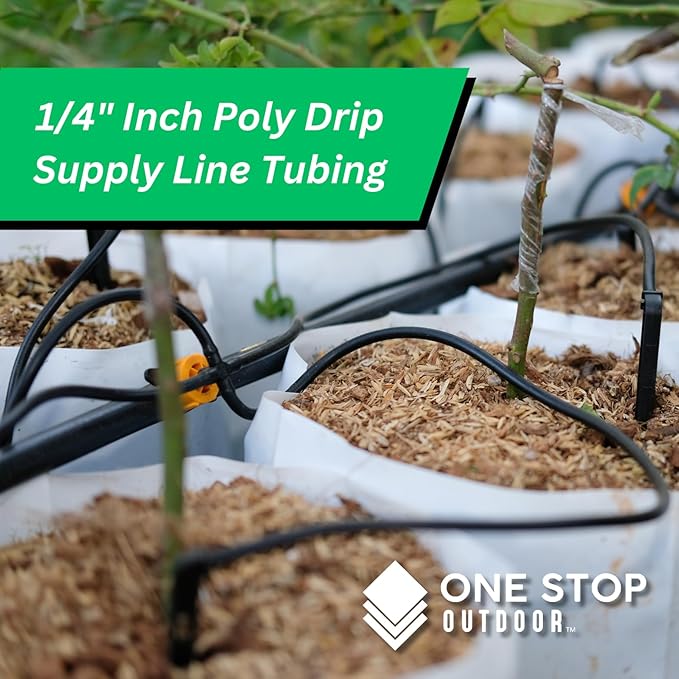 100' ft USA Made Premium 1/4-Inch Drip Irrigation Poly Supply Tubing, for Irrigation Drippers, Drip Emitters, and Drip Systems - Polyethylene (Works with Raindrip, Rainbird & More) (Brown 100')