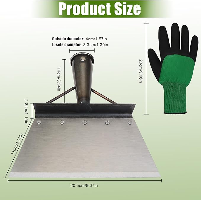 2Pcs Multifunctional Garden Cleaning Shovel Set, Garden Spade Shovel, Farm Weeding Planting Shovel Gardening Scraper Shovel, Manganese Steel Flat Shovel Not Include Pole (21cm/8.2in)