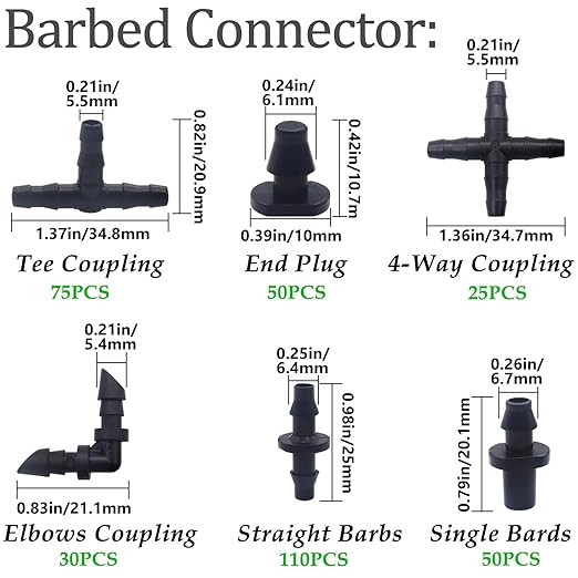 100FT 1/4" Drip Irrigation System Kit, Automatic Watering System, DIY Automatic Irrigation Equipment Set for Greenhouse, Garden, Yard, Lawn Q-064-set