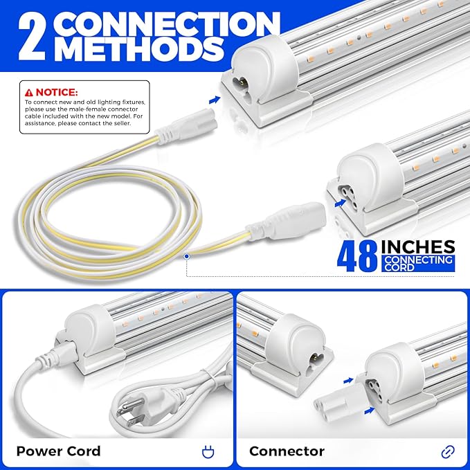 Barrina Full Spectrum LED Grow Light, 168W(4 x 42W), Grow Light Strips for Indoor Plant, 4FT Plant Grow Light, T8 Growing Lamp Fixture, Yellow, 4-Pack