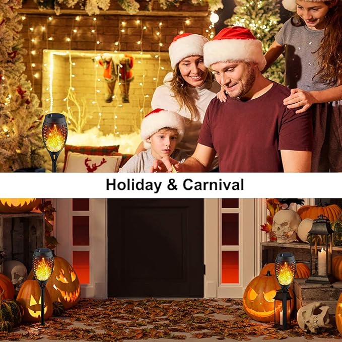 Kurifier 12Pack Flickering Flame Solar Torch Lights for Garden Decor, Waterproof Solar Lights Outdoor Decorative, Outdoor Decorations for Yard Porch Lawn Patio Outside Decor-Luces Solares para Jardin