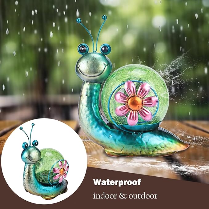 MUMTOP Solar Lantern Outdoor Waterproof LED Solar Lights Snail Decorative Tabletop Lanterns for Patio Garden Table Decor