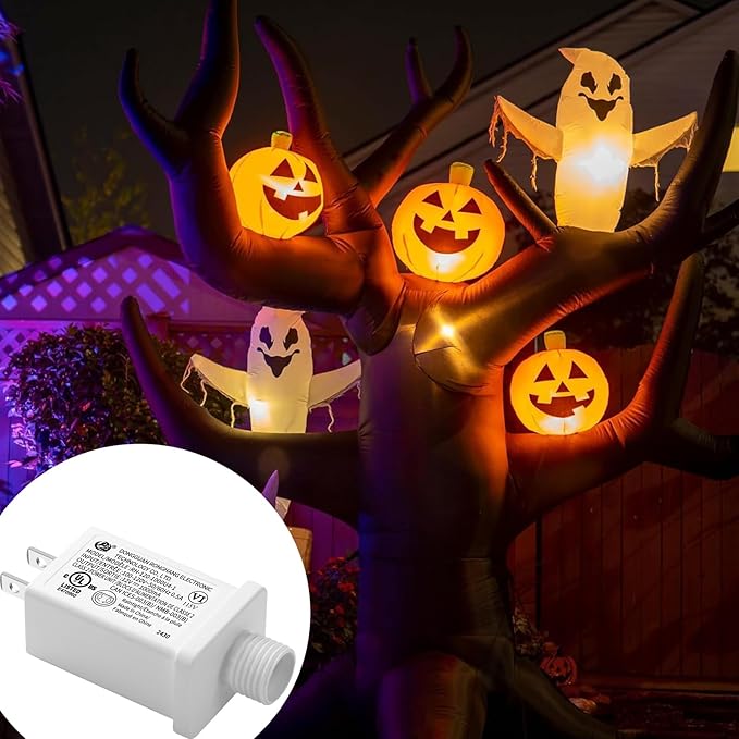 Replacement Yard Inflatable Adapter Power Supply Adaptor - 12V 1.0A 1Pcs - Inflatable Plug Replacement Class 2 Power Supply - White - for Christmas Tree Light/Thanksgiving Yard Blow Up Decorations