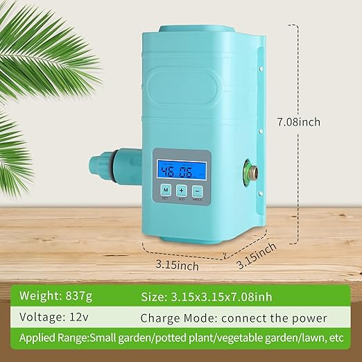 Automatic drip Irrigation Sprinkler kit, LCD Display, Supporting 15 nozzles, with Multiple Installation Methods for nozzles, Automatic Watering System for Plants,with Digital Programmable Water Timer