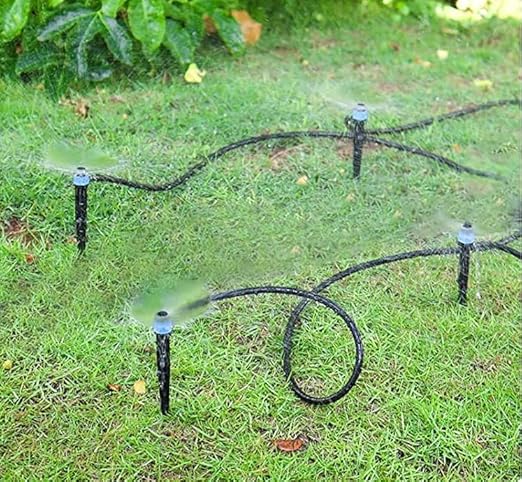 50 Pack Drip Irrigation Emitters Adjustable Irrigation Dripper 360 Degree Full Circle Pattern Water Flow Bubbler with Stake for 1/4 inch Irrigation Hose for Garden Greenhouse