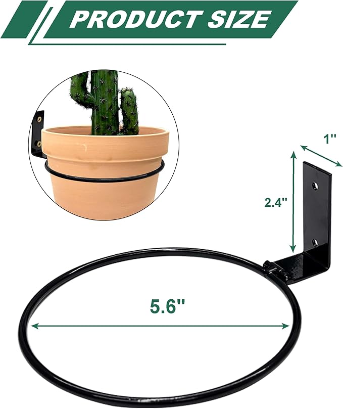 vensovo 6 Inch Metal Wall Mounted Plant Holder - 6 Pack Flower Pot Hanger Rings, Wall Planter Ring Holders Bracket Hooks Heavy Duty for Indoor and Outdoor Decor