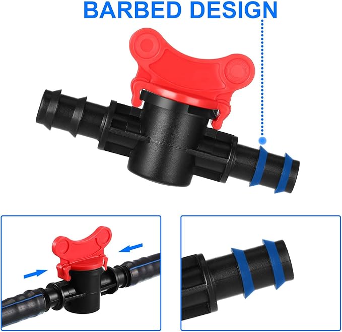 Drip Irrigation Switch Valve Gate Valves for 1/2 Inch Double Male Barbed Valve (8)
