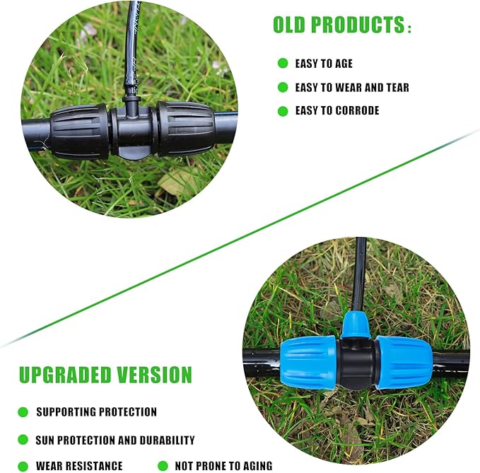 10 Pcs Barbed Tee 1/2 inch Tubing (1/2" ID x0.6-0.63" OD) 16mm to 1/4 inch Irrigation Tube Anti-Drop Quality Fitting (3-Way Lock Buckle Blue)