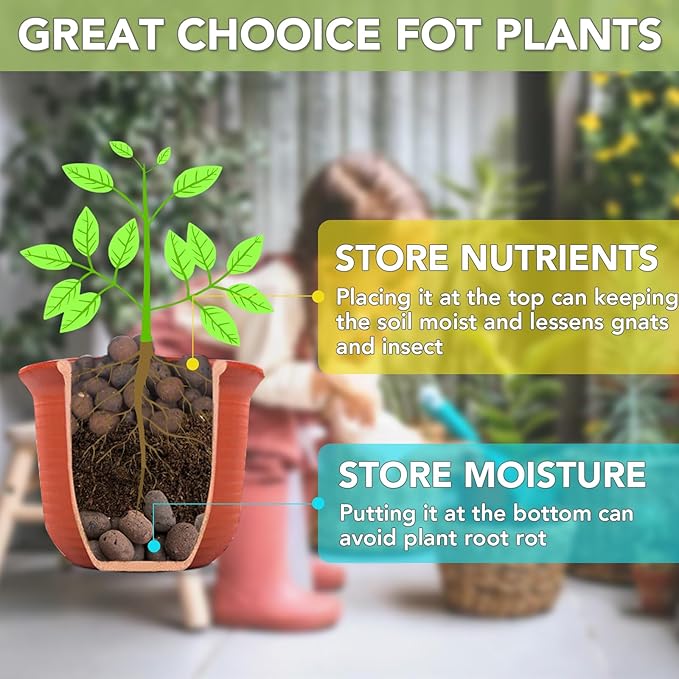 8 LBS Organic Clay Pebbles 4mm-16mm Leca for Plants 100% Natural Hydroton Clay Pebbles for Hydroponic Growing Gardening Orchids Drainage Decoration Aquaponics