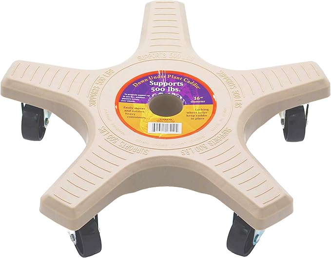 Bosmere S18450 Down Under Plant Caddie, Heavy Duty Plant Stand with Wheels, 500lb Capacity, 16-Inch, Light Gray