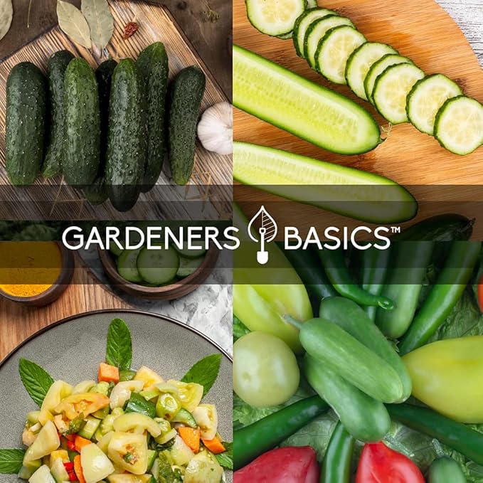 Gardeners Basics, Cucumber Seeds for Planting Outdoors 5 Variety Pack Armenian, Boston Pickling, Lemon, Spacemaster, Straight Eight Veggie Seeds