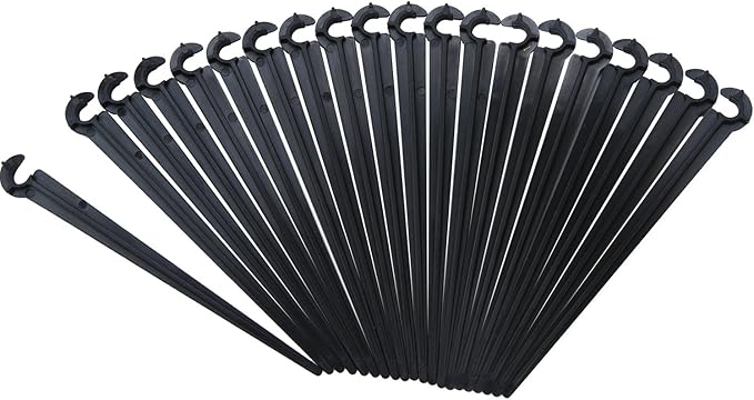 Elcoho 200 Pack Irrigation Drip Support Stakes 1/4 Inch Tubing Hose Holder for Vegetable Gardens or Flower Beds, with Storage Bag
