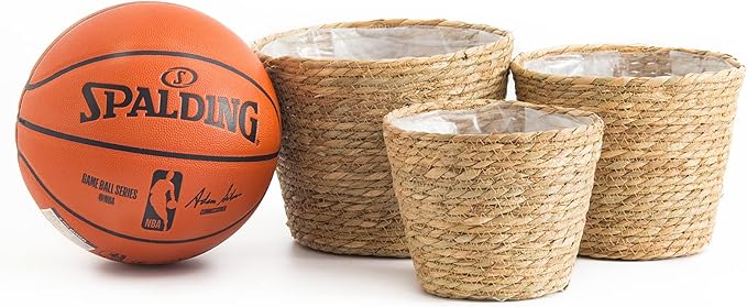 Plant Baskets for Indoor Plants, Seagrass Flower Plant Pots Cover Storage Basket for Organizing,9.8 inch,Brown Set of 3