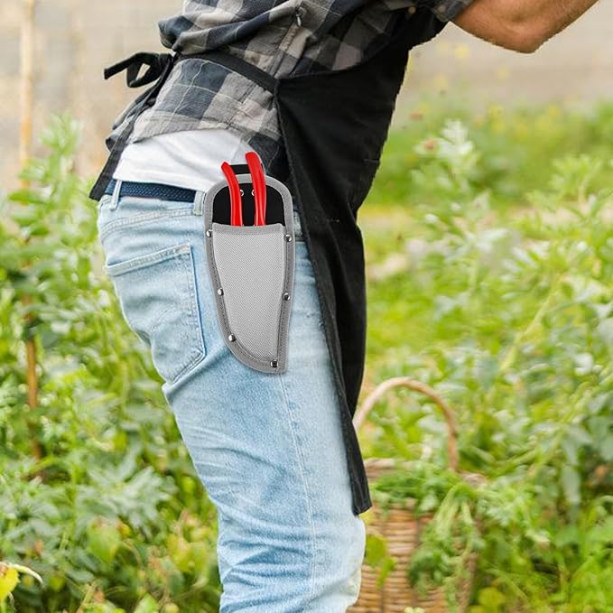 Pruning Shears Hanging Pouch PU Leather Pliers Pruner Holder Sheaths Pouch Holder Tool Pouch for Garden Pruning Pliers Shears Scissor, Grey