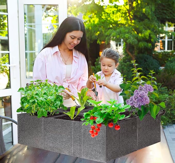 Fabric Raised Garden Bed, 6x3x1ft Fabric Square Grow Bags for Vegetable Herbs, Fabric Plant Pots Indoor Outdoor, 6 sq. ft.