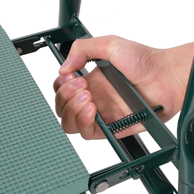 Garden Kneeler Seat Heavy Duty Gardening Bench Stool with 2 Tool Poch Bags, Widen EVA Soft Foam Pad for Kneeling and Seating, Lightweight Frame