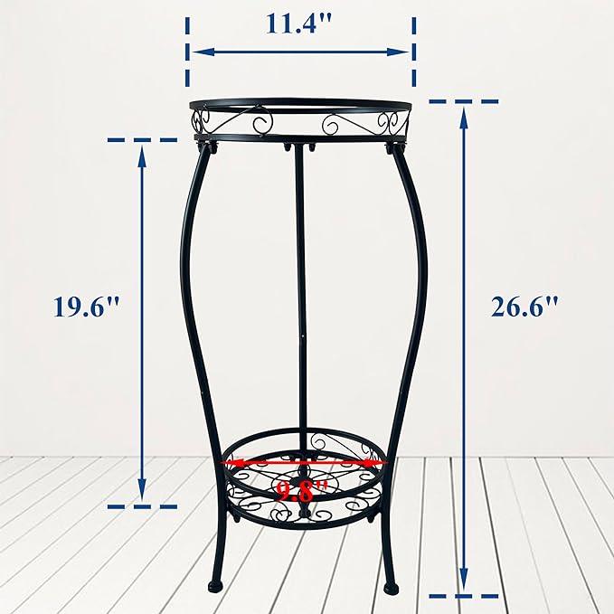 CASIMR 2Pack Plant Stand Indoor Outdoor, 2 Tier 26.6" Tall Metal Potted Holder Rack Multiple Flower Pot Stand Heavy Duty Plant Shelf Rustproof Iron Plant Round Supports Rack