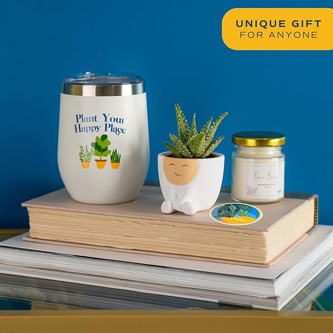 Costa Farms Live Plant Gift Box, Succulent Live Indoor Houseplant, Perfect Birthday and Holiday Gift, Includes Mini Succulent, Insulated Tumbler, Soy Candle, Collectible Sticker, Cute Room Decor