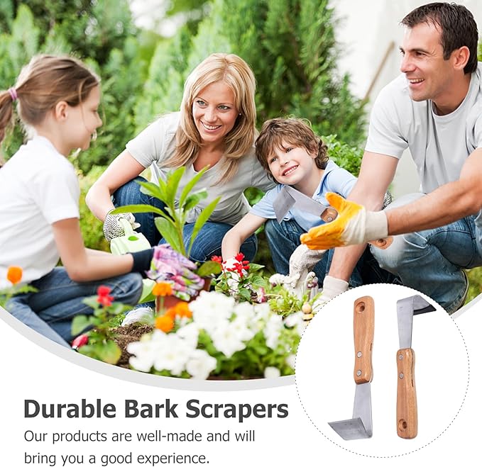 Happyyami 2pcs Bark Spud Debarking Tool Log Peeler Bark Removal Tool Crack Weeder for Patio Lawn Yard Woodworking Hand Tool