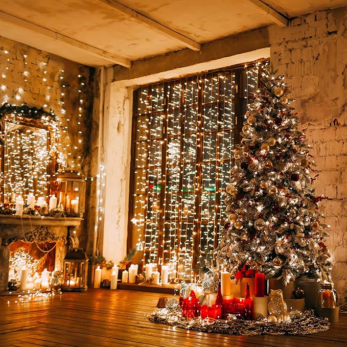 2 Pack 36ft 100 LED Battery Operated String Lights with Remote Timer Waterproof 8 Modes String Lights for Bedroom, Garden, Easter, Party, Christmas Indoor and Outdoor Decorations -Warm White