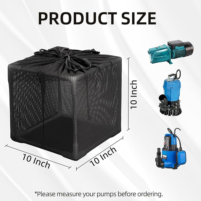 Fineday Pond Filter, Anti-Clogging Cube Outdoor Mesh Water Pump Barrier Bag Box Basket (10" x 2 Pack)