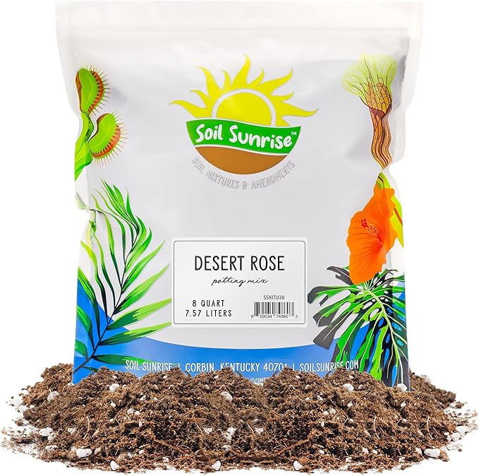 Desert Rose Potting Soil Mix (8 Quarts), Hand Blended Small Batch Soil Blend for Desert Rose Plant