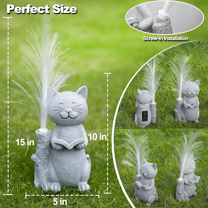 Solar Lights Garden Statue Cat