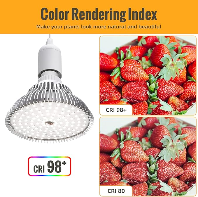 Hanging Grow Lights for Indoor Plants, 25W 5000K, LED Grow Light Bulbs, Height Adjustable Plant Light with Timer, Full Spectrum Grow Light Replace Sunlight for Succulent, Greenhouse by SpeePlant