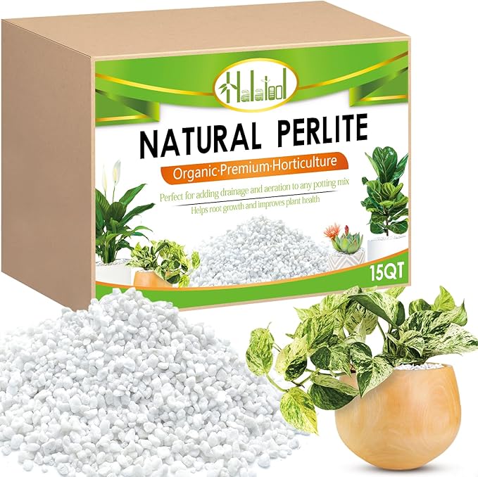 Halatool 15 QT Perlite 3-6 mm Horticultural Organic Perlite Bulk for Plants Natural Potting Soil Mix Additive for Indoor & Outdoor Planting